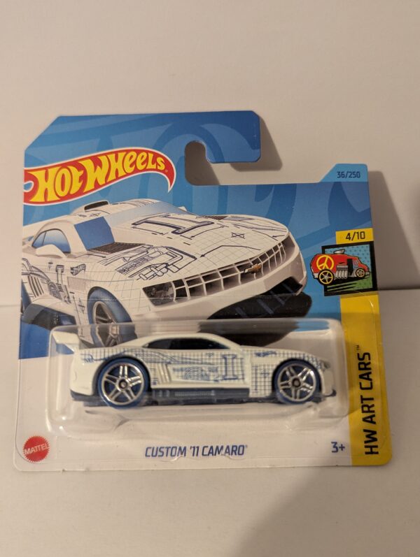 White Custom 11 Camaro Hot Wheels Car